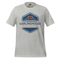 Grey t-shirt with a blue diamond emblem featuring a greyed out bridge leading to an orange post with an XRP logo. Underneath reads Garlinghouse Bridge Solutions in blue and orange.